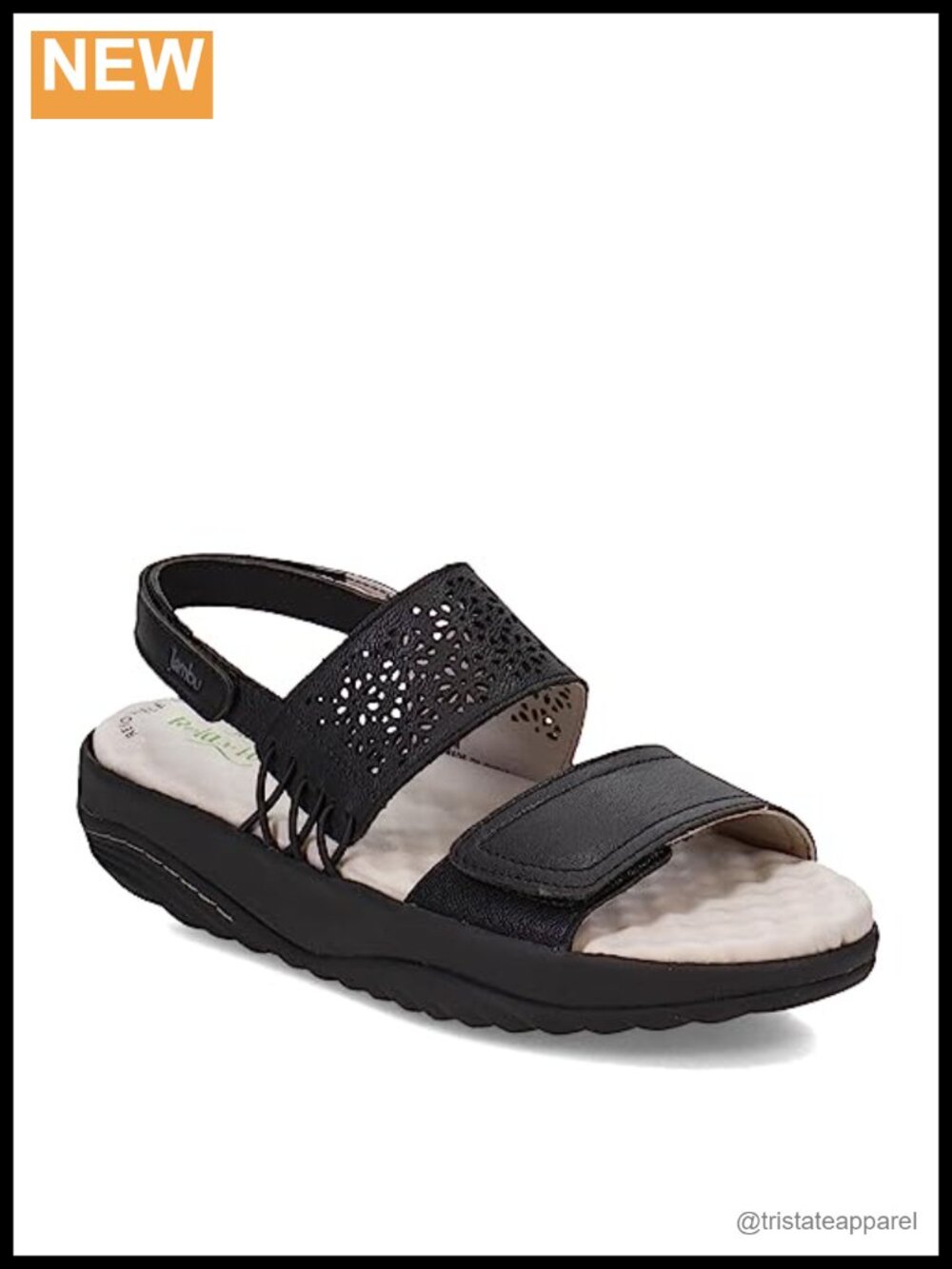 Leather Slide Sandals with Bungee Cording Hook-and-Loop Casual